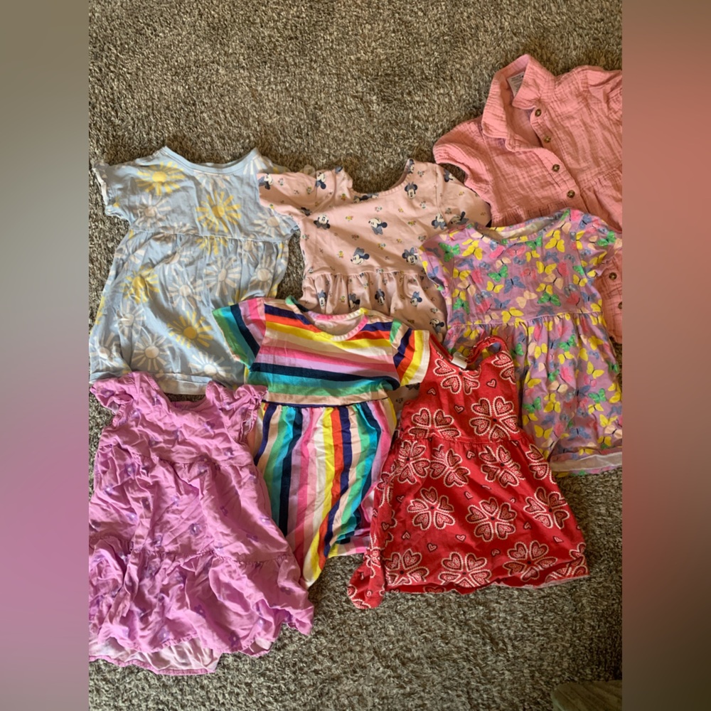 3t Girls Spring Summer Short Sleeve Dress Lot  7 Dresses Colorful